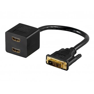 POWERTECH Μετατροπέας DVI 24+1 DL (M) σε 2 x HDMI (F), 0.20cm