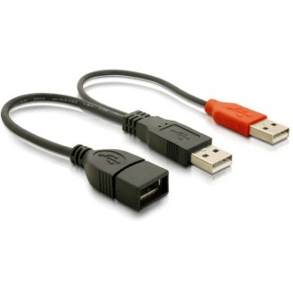 POWERTECH Καλώδιο USB 2.0 2x σε USB female, 0.2m, Black
