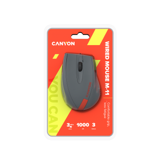 Canyon Wired Optical Mouse Gray-Red - CNE-CMS11DG